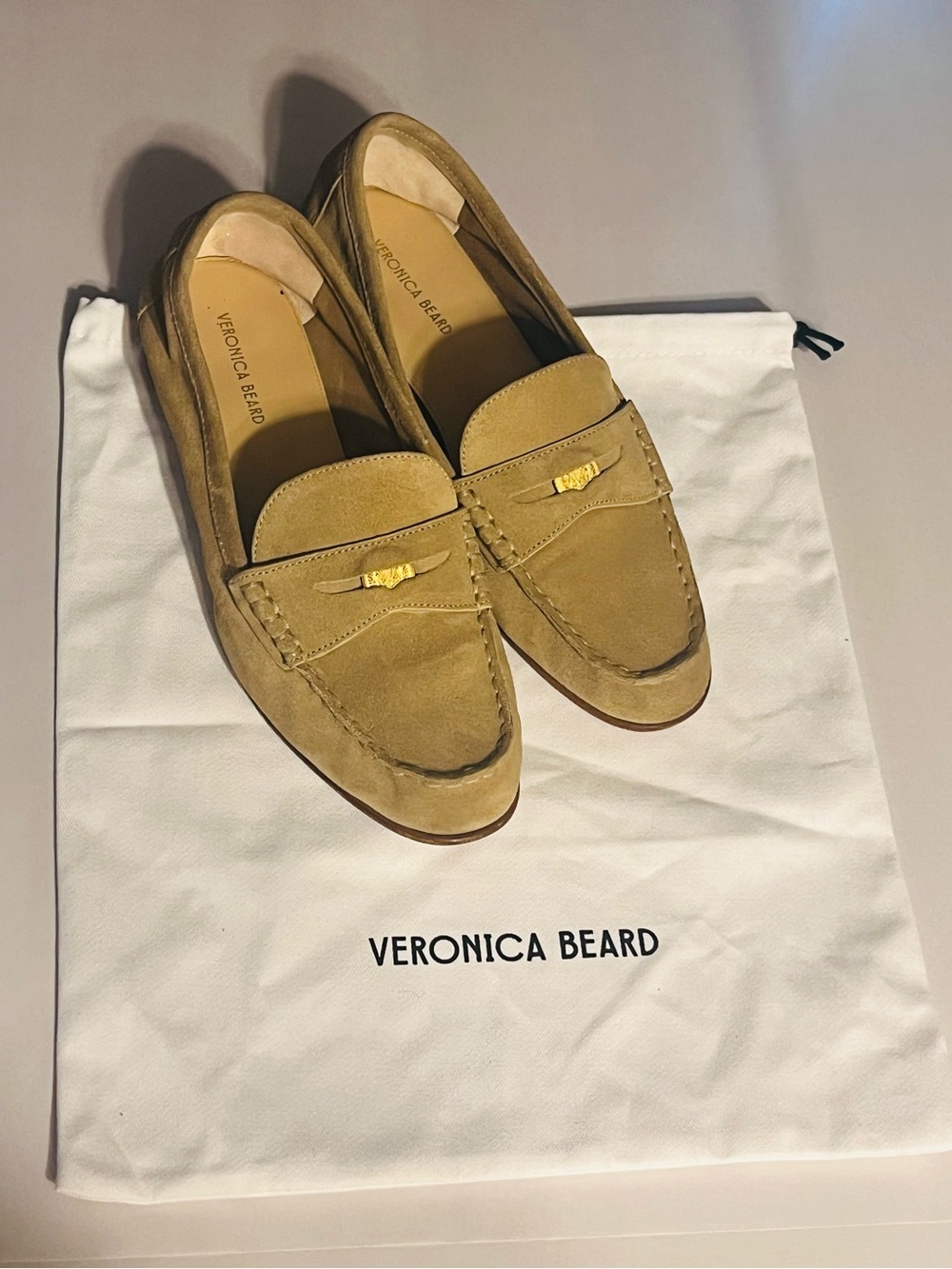 Veronica Beard Penny Flats Suede Loafer Sand Beige 8.5 - Picture 11 of 11